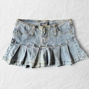 Y2K Angels denim micro mini skirt